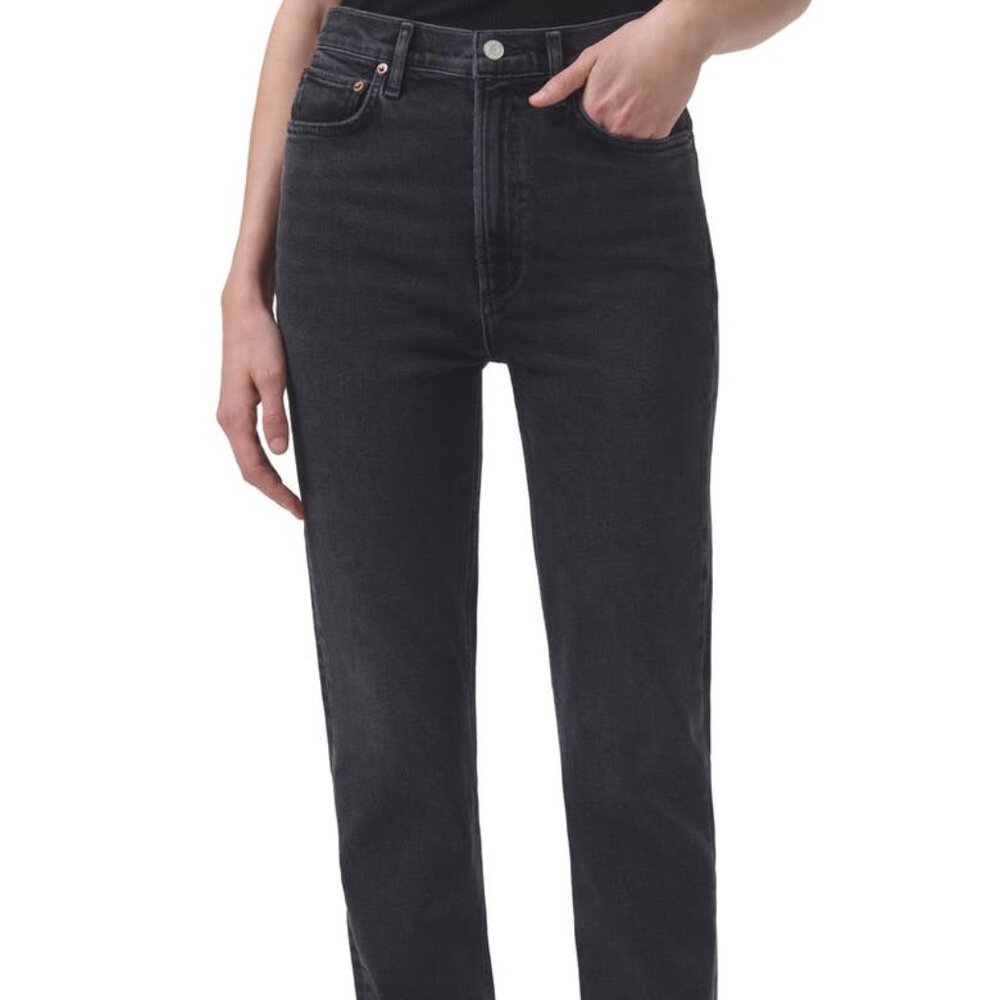 AGOLDE High Waist Stovepipe Jeans - Metal - Size 28